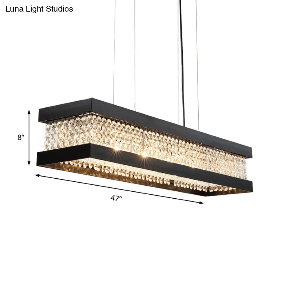 Contemporary Black/Gold Crystal Island Pendant Lighting - Rectangle Shape 6/7/9 Lights