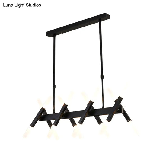 Contemporary Black/Gold Island Pendant Light With Cross Iron Shade - Perfect For Living Room