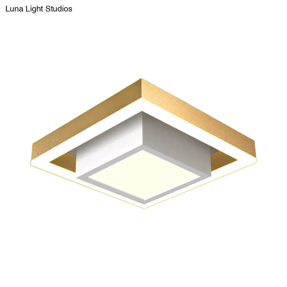 Contemporary Black/Gold Led Flush Mount Ceiling Lamp - Aluminum 2-Tier Square Design Warm/White