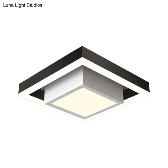 Contemporary Black/Gold Led Flush Mount Ceiling Lamp - Aluminum 2-Tier Square Design Warm/White