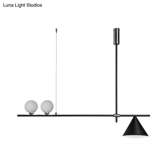 Contemporary Black/Gold Metal Linear Chandelier - Triple Light Ideal For Islands