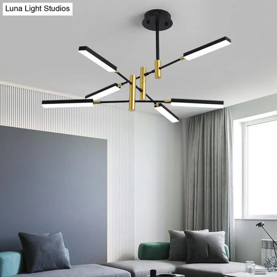 Contemporary Sputnik Ceiling Light In Black/Gold Or White/Gold - 4/6 Acrylic Lights 6 / Black-Gold