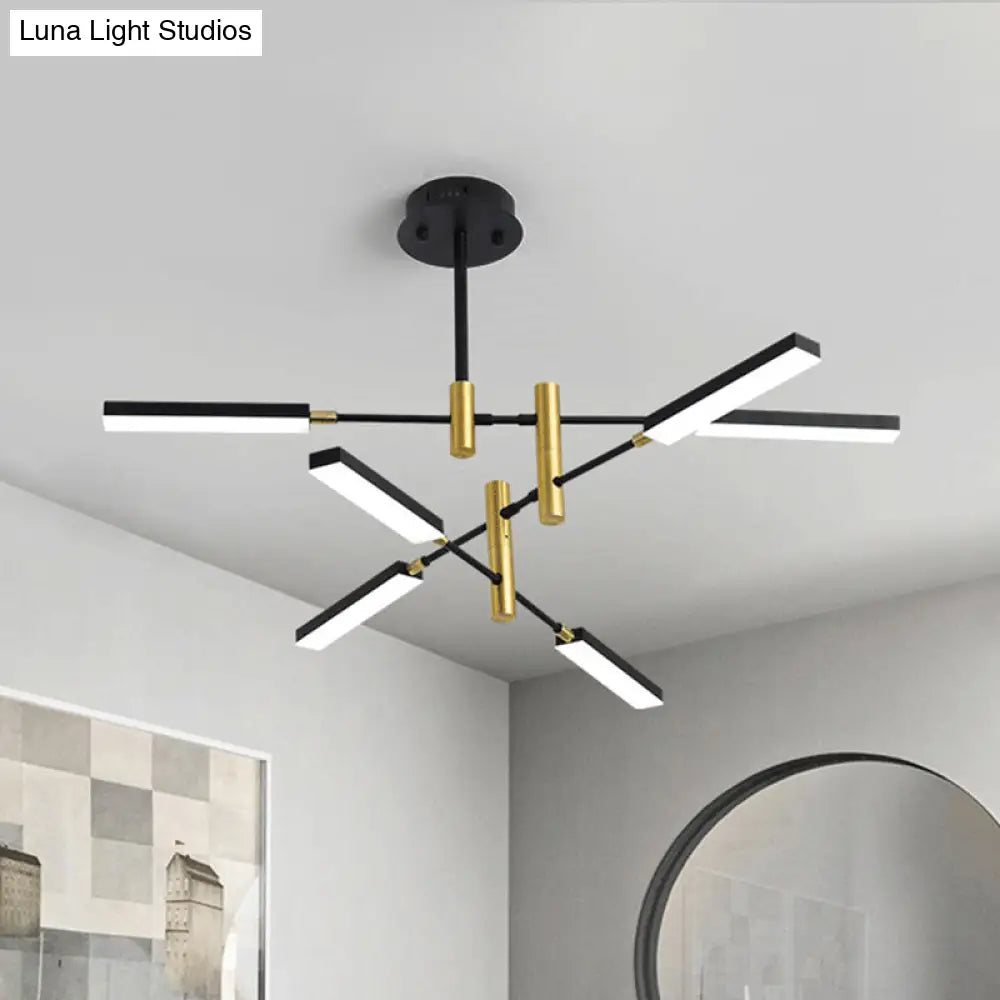 Contemporary Black/Gold Or White/Gold Acrylic Chandelier - Sputnik Ceiling Light (4/6-Light) Third