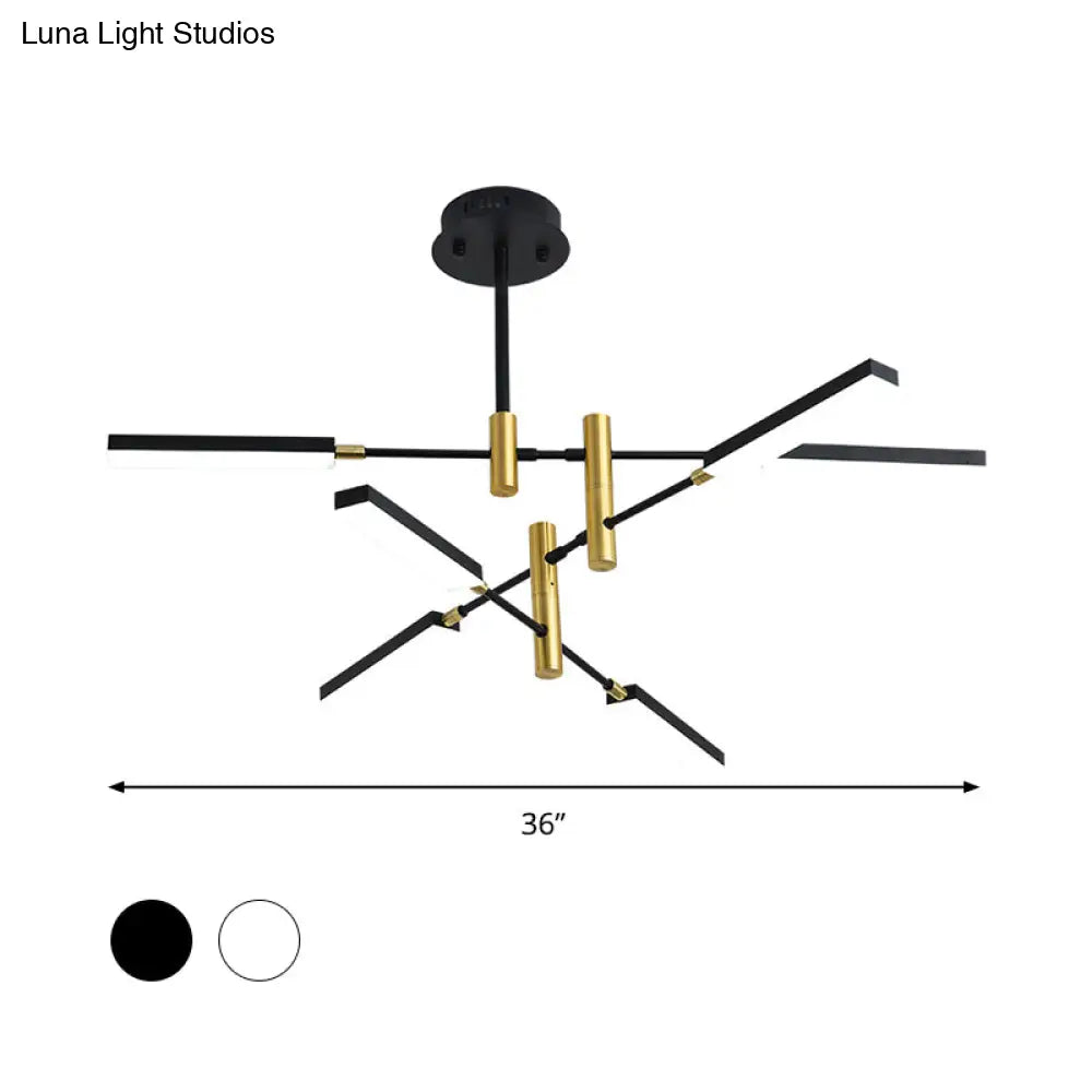 Contemporary Black/Gold Or White/Gold Acrylic Chandelier - Sputnik Ceiling Light (4/6-Light) Third