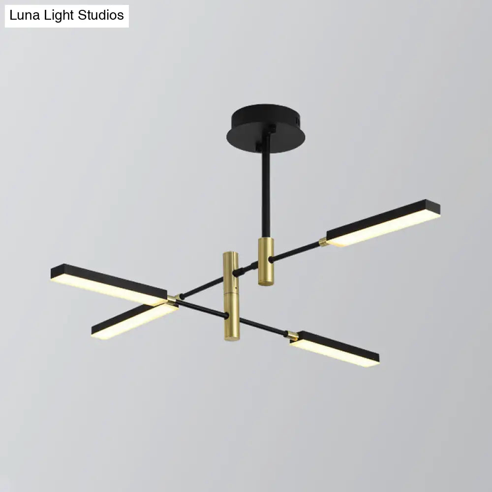 Contemporary Black/Gold Or White/Gold Acrylic Chandelier - Sputnik Ceiling Light (4/6-Light) Third