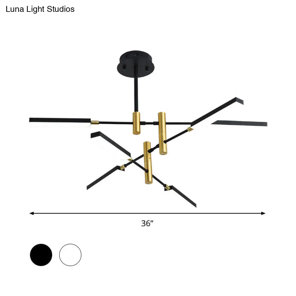 Contemporary Sputnik Ceiling Light In Black/Gold Or White/Gold - 4/6 Acrylic Lights