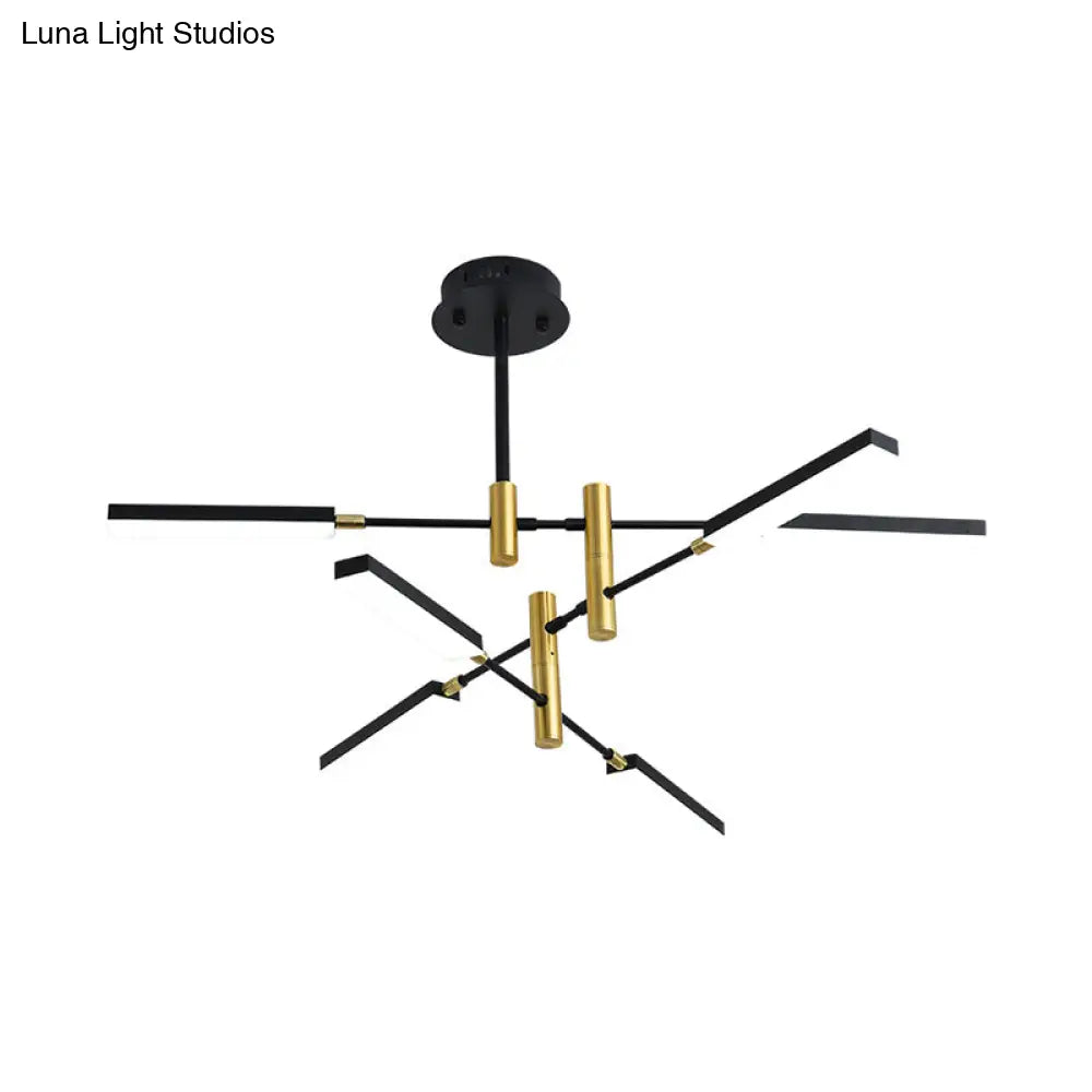 Contemporary Black/Gold Or White/Gold Acrylic Chandelier - Sputnik Ceiling Light (4/6-Light) Third