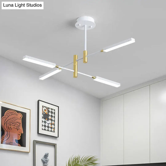 Contemporary Sputnik Ceiling Light In Black/Gold Or White/Gold - 4/6 Acrylic Lights 4 / White-Gold