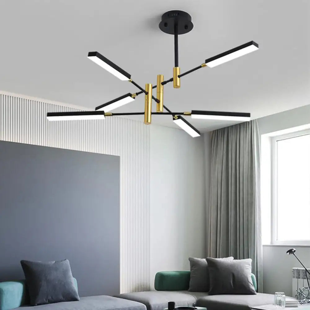 Contemporary Black/Gold Or White/Gold Acrylic Chandelier - Sputnik Ceiling Light (4/6-Light) Third