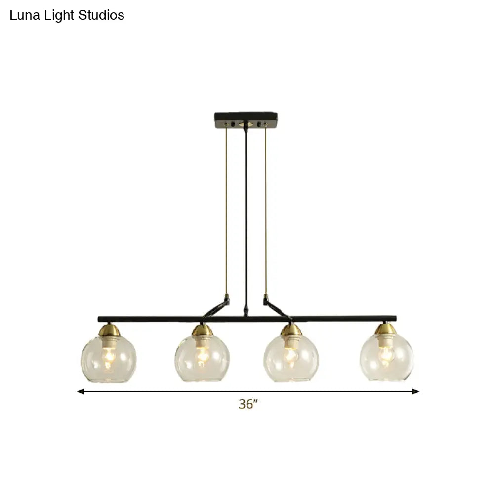 Contemporary Black Hanging Chandelier With Clear/Prismatic Glass 3/4 Bulbs - Modern Pendant Light