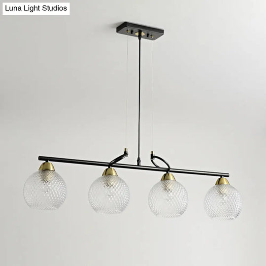 Contemporary Black Hanging Chandelier With Clear/Prismatic Glass 3/4 Bulbs - Modern Pendant Light