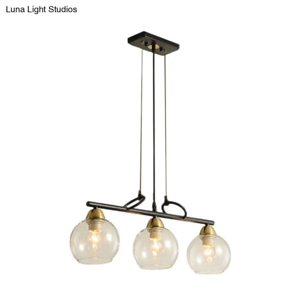 Contemporary Black Hanging Chandelier With Clear/Prismatic Glass 3/4 Bulbs - Modern Pendant Light