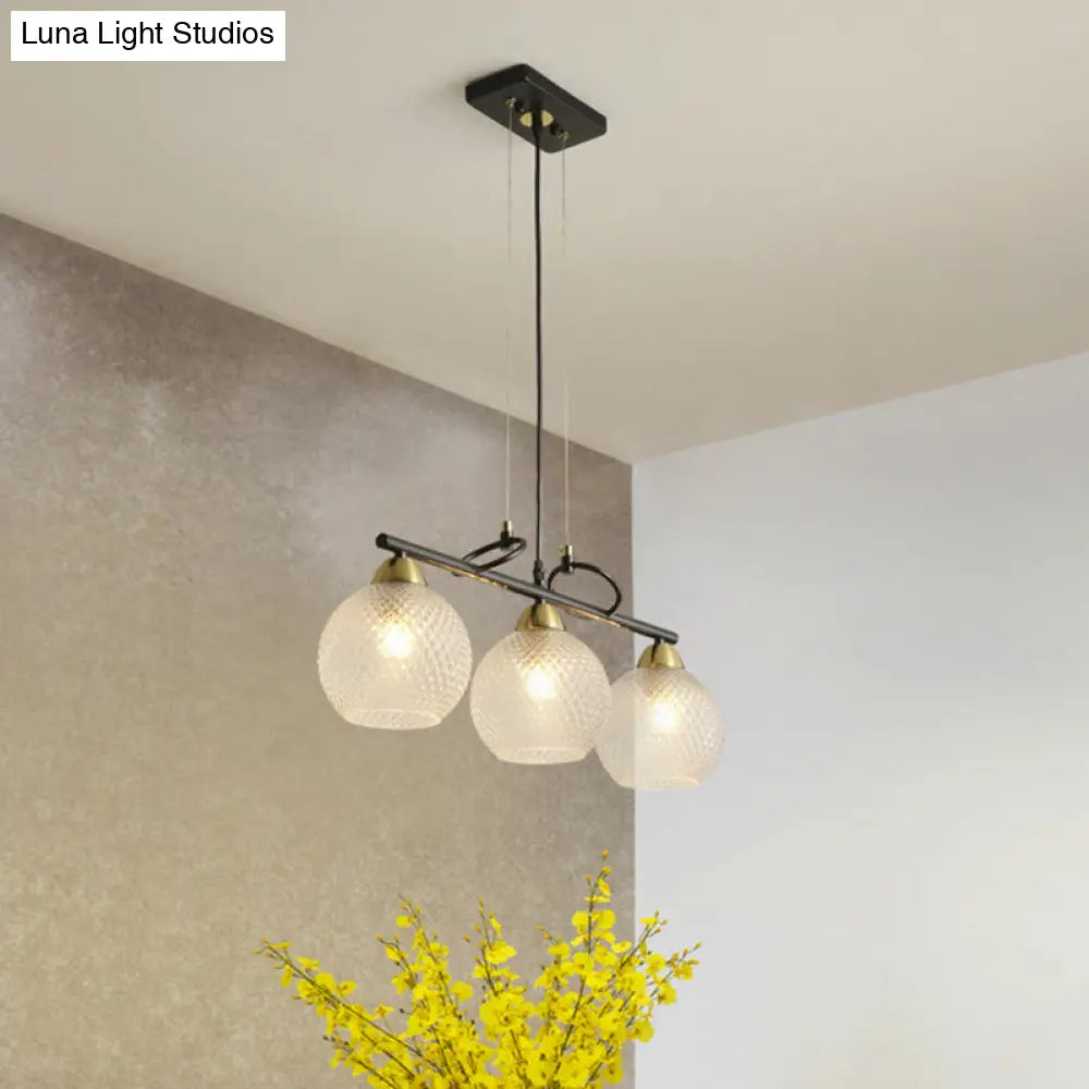 Modern Hanging Chandelier: Clear Glass Dual Bulb Pendant Light Kit In Black 3 / Prismatic