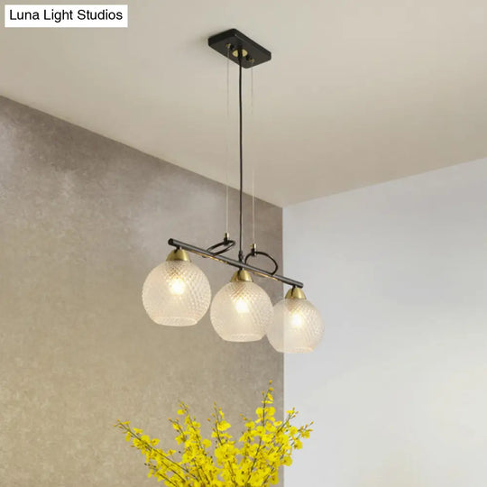 Modern Hanging Chandelier: Clear Glass Dual Bulb Pendant Light Kit In Black 3 / Prismatic