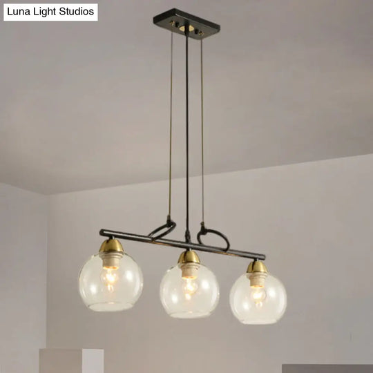 Modern Hanging Chandelier: Clear Glass Dual Bulb Pendant Light Kit In Black