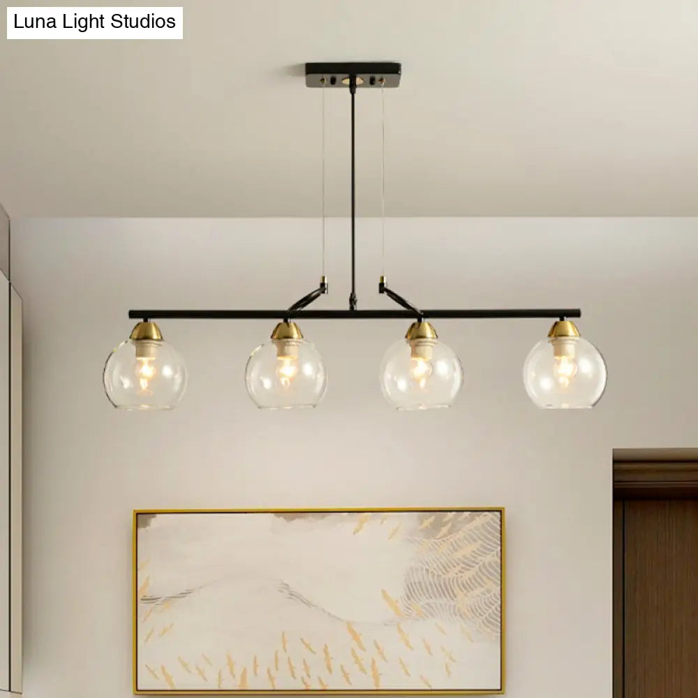 Modern Hanging Chandelier: Clear Glass Dual Bulb Pendant Light Kit In Black 4 /