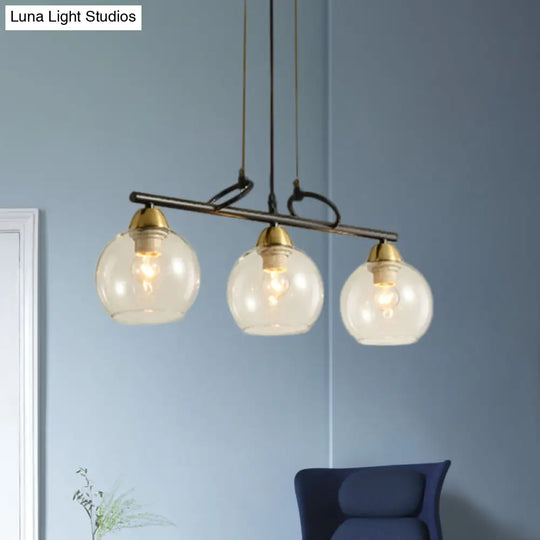 Contemporary Black Hanging Chandelier With Clear/Prismatic Glass 3/4 Bulbs - Modern Pendant Light