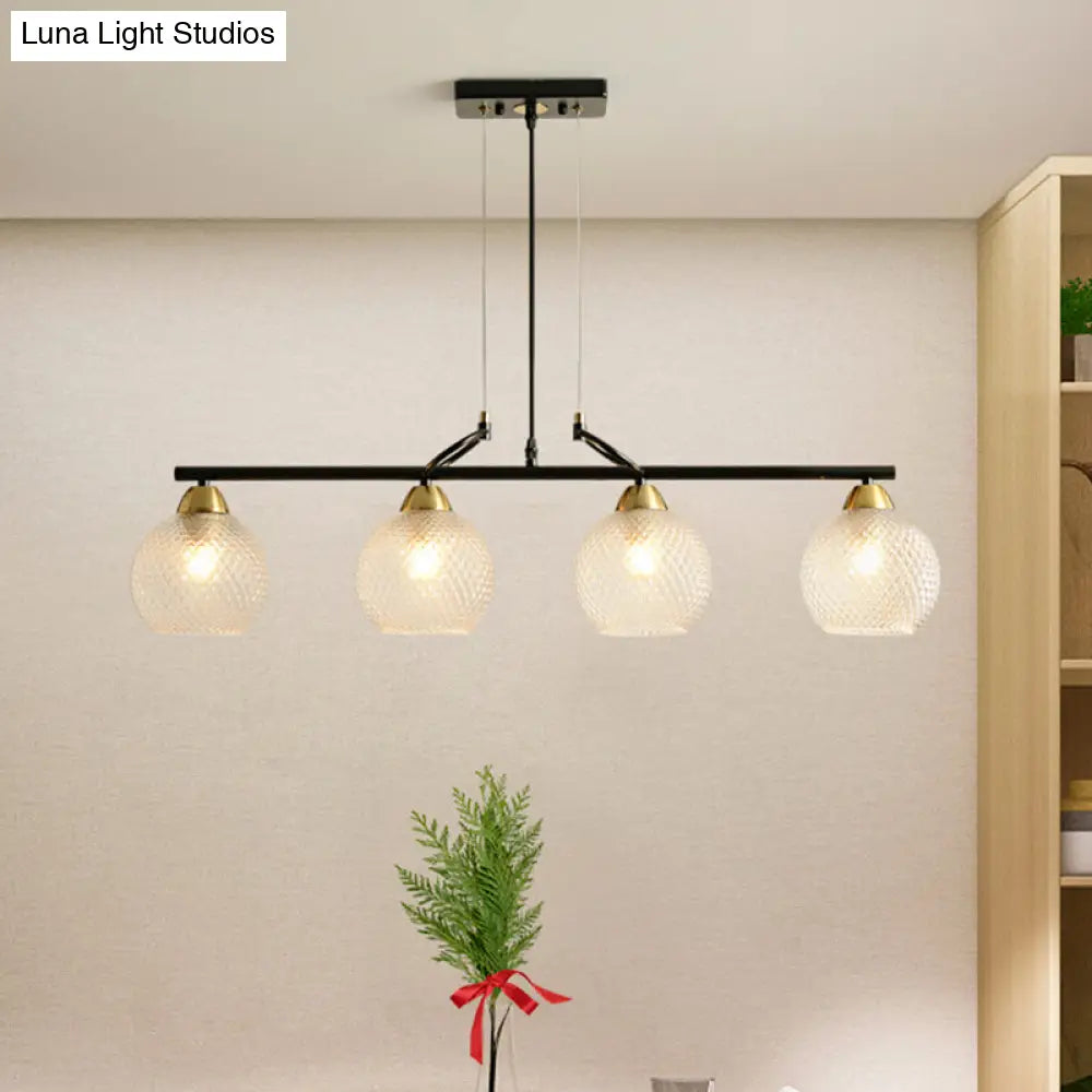 Modern Hanging Chandelier: Clear Glass Dual Bulb Pendant Light Kit In Black 4 / Prismatic