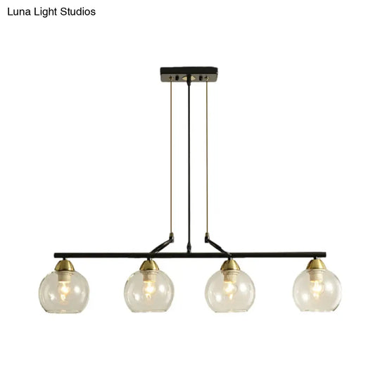 Contemporary Black Hanging Chandelier With Clear/Prismatic Glass 3/4 Bulbs - Modern Pendant Light