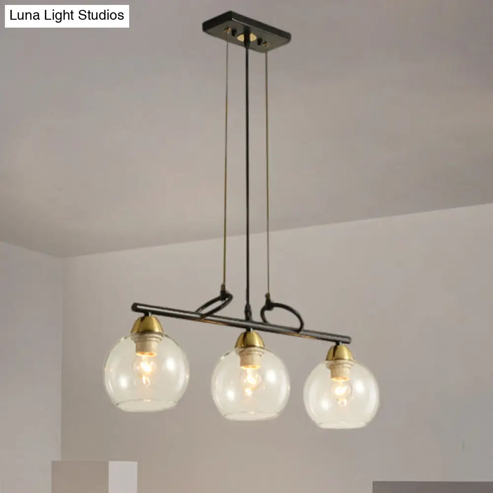 Contemporary Black Hanging Chandelier With Clear/Prismatic Glass 3/4 Bulbs - Modern Pendant Light