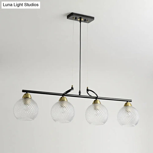 Modern Hanging Chandelier: Clear Glass Dual Bulb Pendant Light Kit In Black