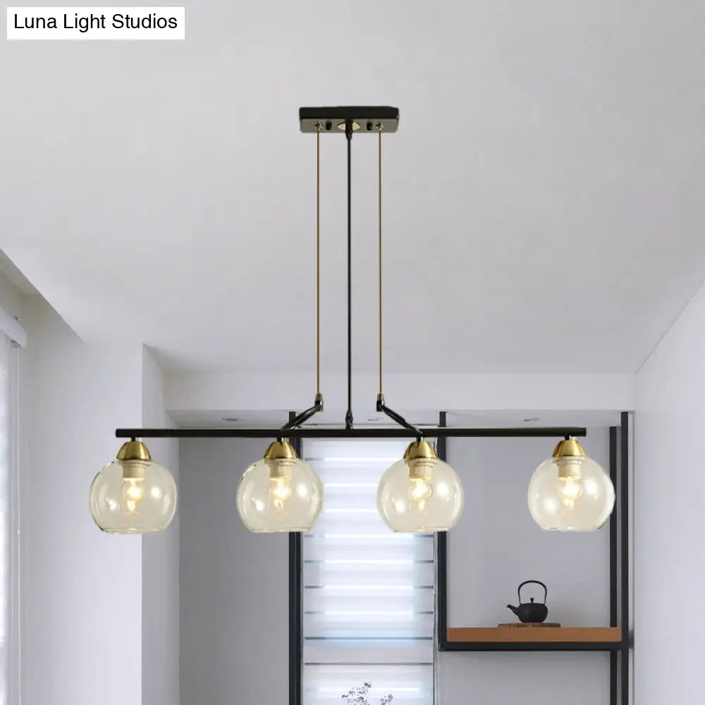 Contemporary Black Hanging Chandelier With Clear/Prismatic Glass 3/4 Bulbs - Modern Pendant Light