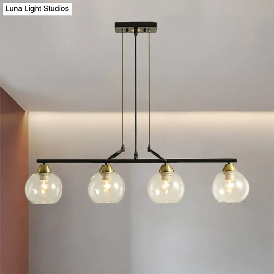 Contemporary Black Hanging Chandelier With Clear/Prismatic Glass 3/4 Bulbs - Modern Pendant Light