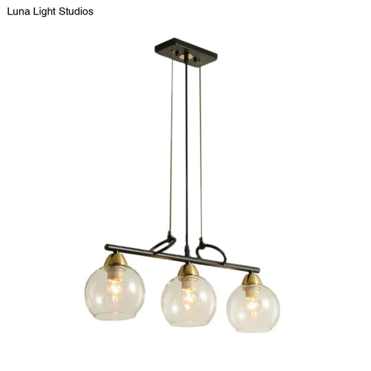 Modern Hanging Chandelier: Clear Glass Dual Bulb Pendant Light Kit In Black