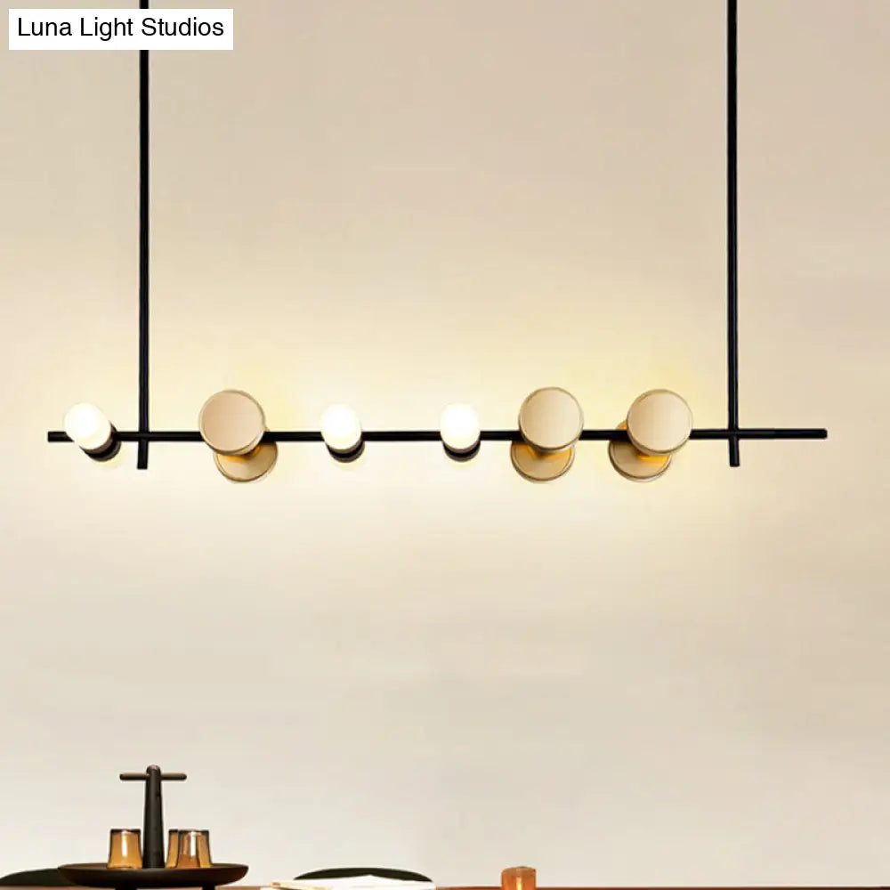 Contemporary Black Iron Pendant Chandelier With 6 Lights For Linear Kitchen Ceiling