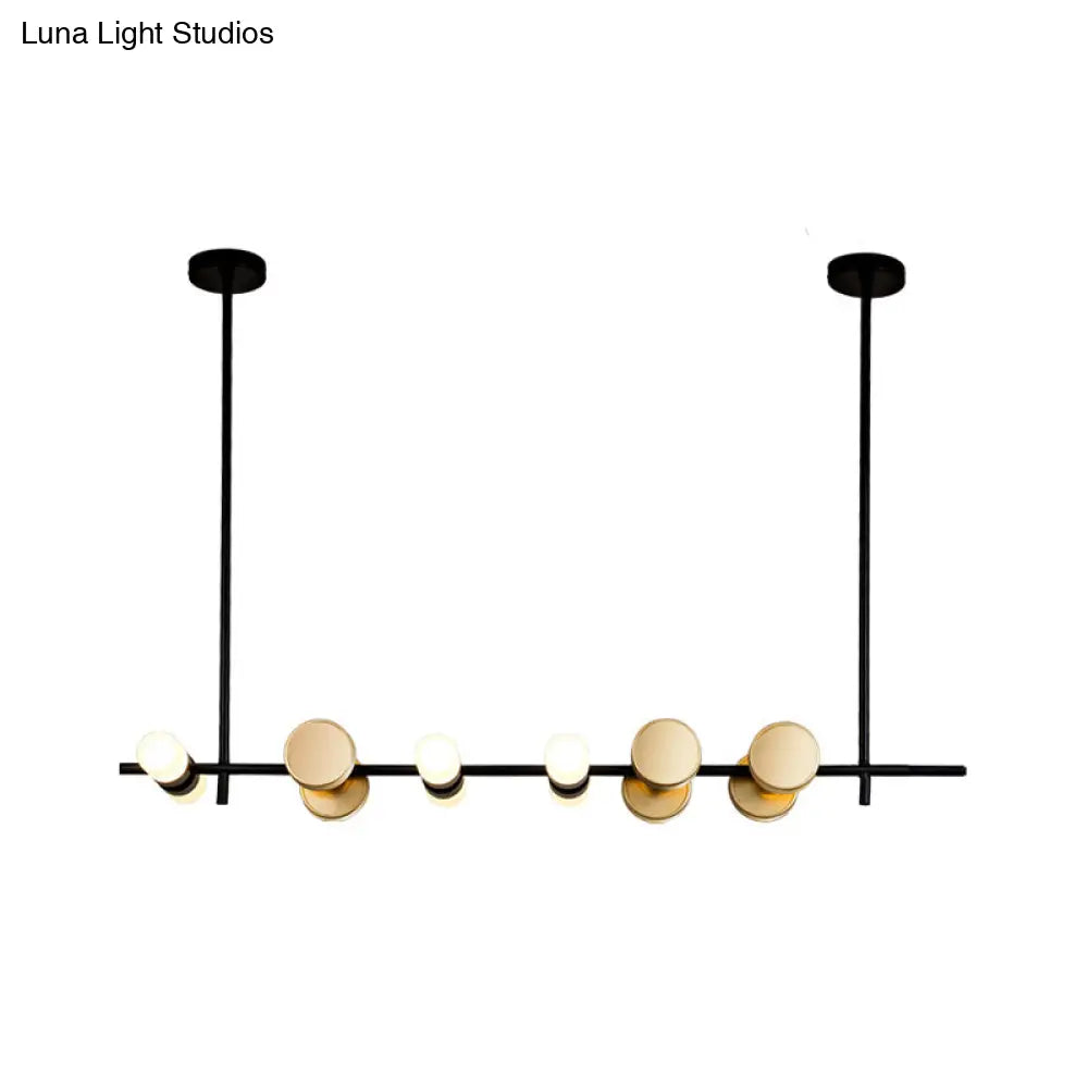 Contemporary Black Iron Pendant Chandelier With 6 Lights For Linear Kitchen Ceiling