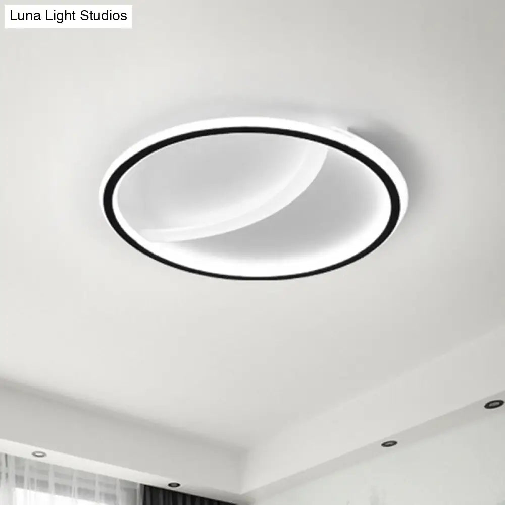 Contemporary Black Led Acrylic Flush Ceiling Light Fixture - Splicing Round