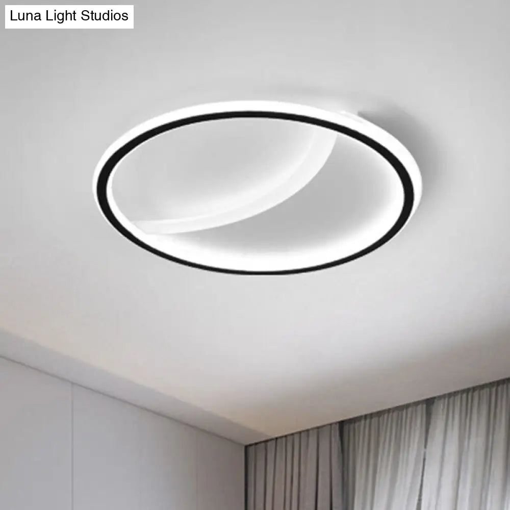 Contemporary Black Led Acrylic Flush Ceiling Light Fixture - Splicing Round