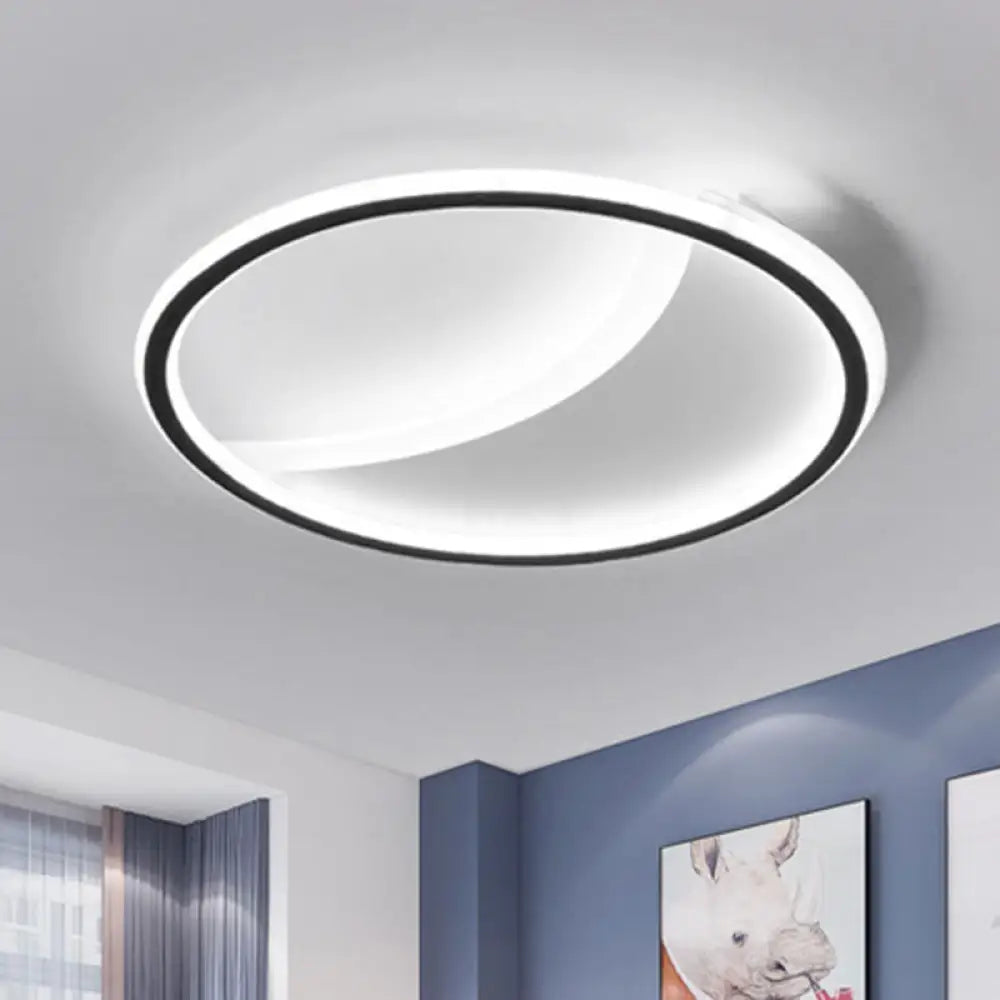 Contemporary Black Led Acrylic Flush Ceiling Light Fixture - Splicing Round / White