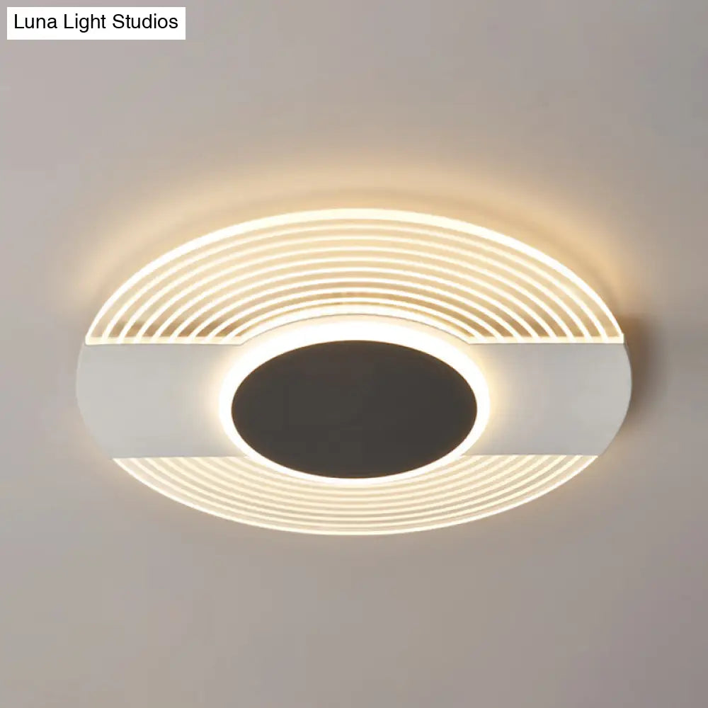Contemporary Black Led Ceiling Flush Mount Light For Bedroom - Warm/White 9’/12’/18’ Wide