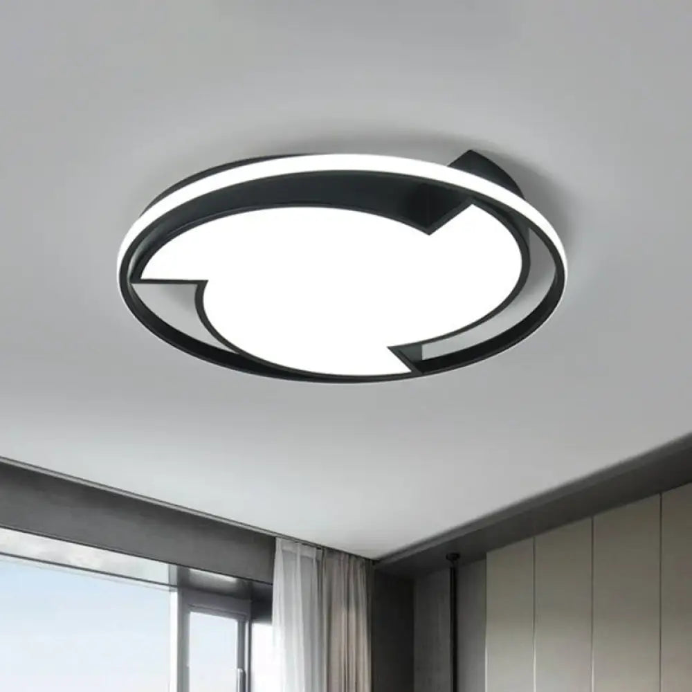Contemporary Black Led Flush Mount Ceiling Light Black / Remote Control Stepless Dimming