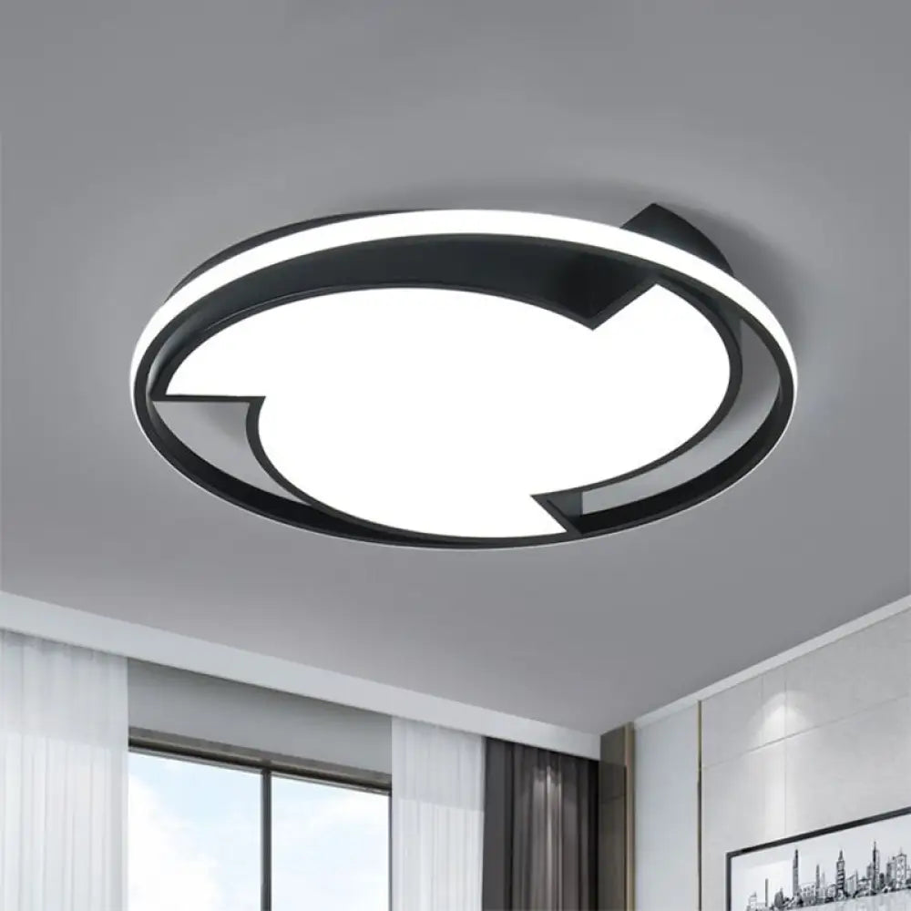 Contemporary Black Led Flush Mount Ceiling Light Black / White