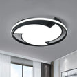 Contemporary Black Led Flush Mount Ceiling Light Black / White