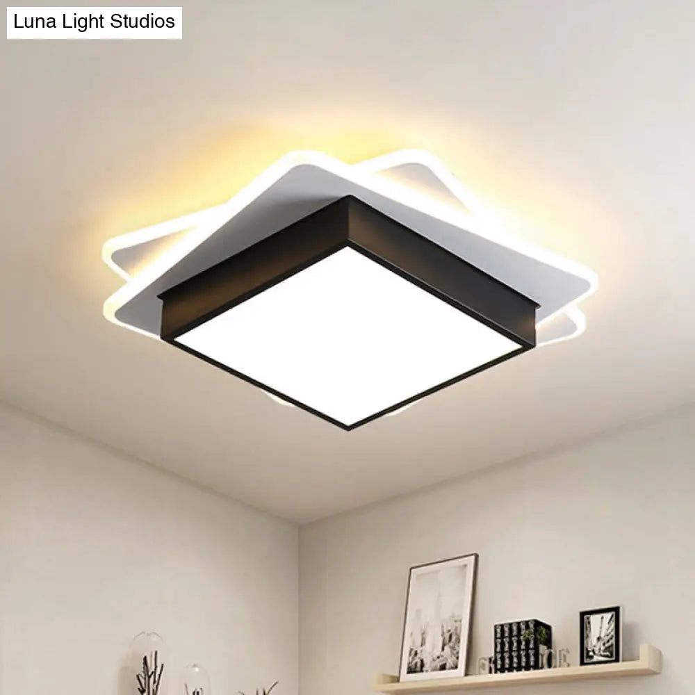 Contemporary Black Led Flush Mount Ceiling Light With Warm/White Lighting