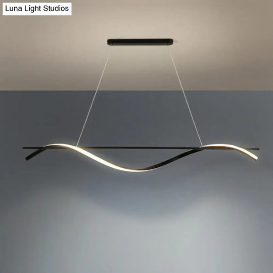 Contemporary Black Led Hanging Lamp For Restaurants - Simplicity Curved Design