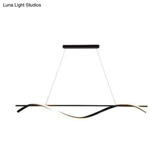 Contemporary Black Led Hanging Lamp For Restaurants - Simplicity Curved Design