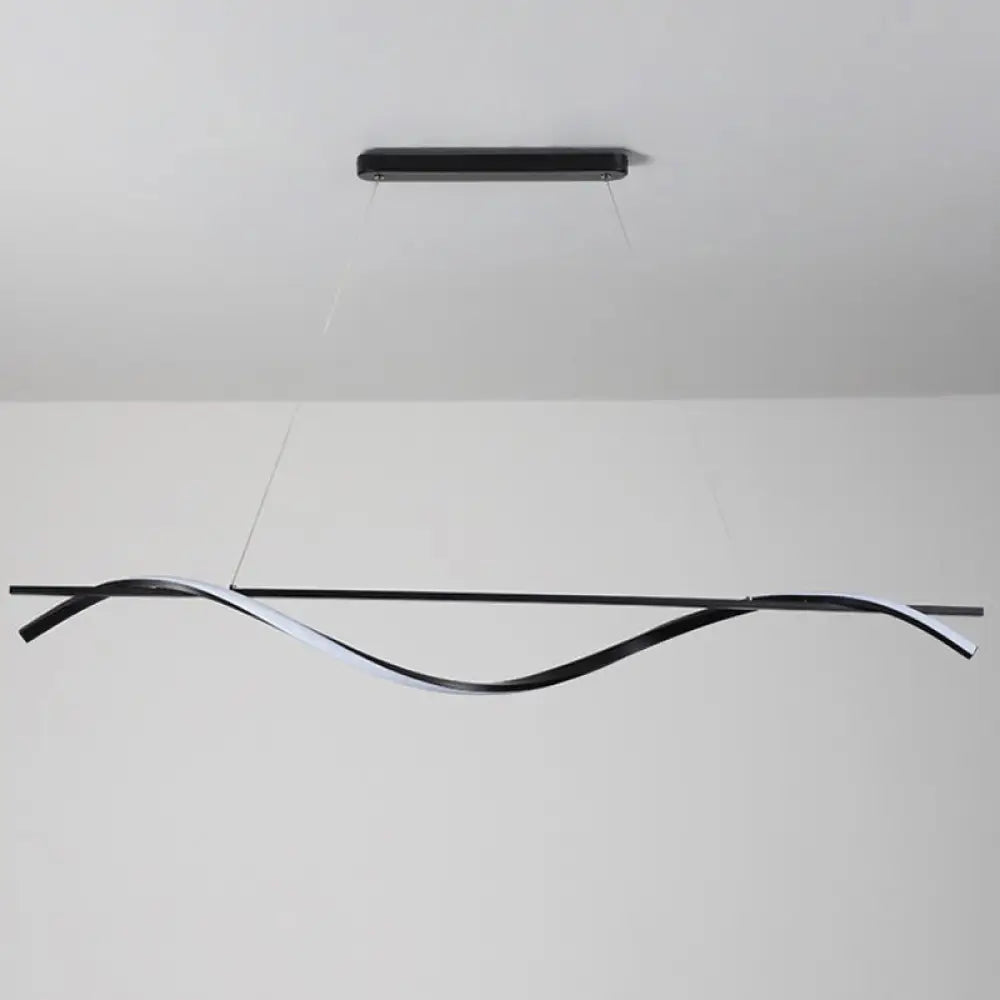 Contemporary Black Led Hanging Lamp For Restaurants - Simplicity Curved Design / 47 Warm