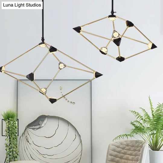 Contemporary Black Led Metal Pendant Light Chandelier For Dining Room - 25/31.5 Wide Diamond Design