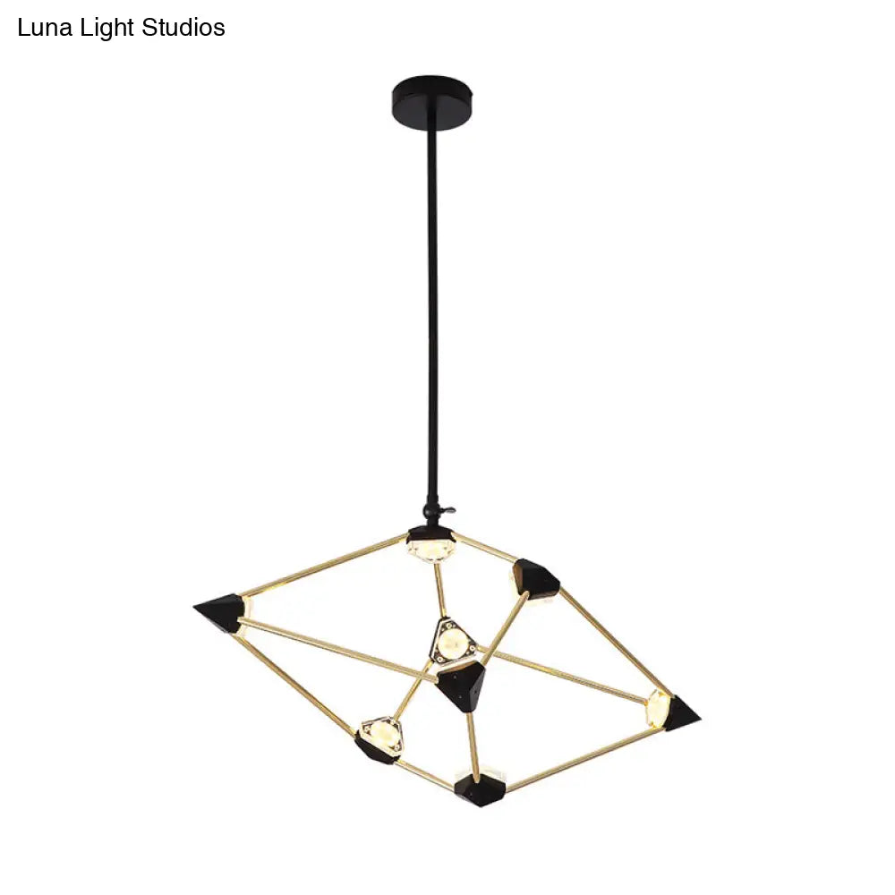 Contemporary Black Led Metal Pendant Light Chandelier For Dining Room - 25/31.5 Wide Diamond Design