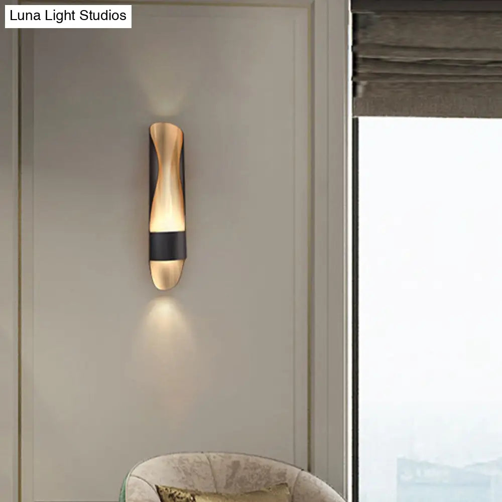 Contemporary Black Led Metal Wall Sconce With Twisted Tube Design