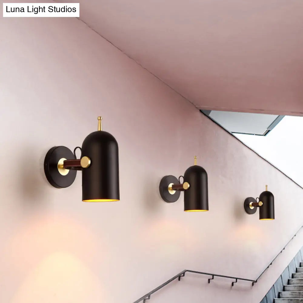 Contemporary Black Led Stair Wall Light With Iron Shade