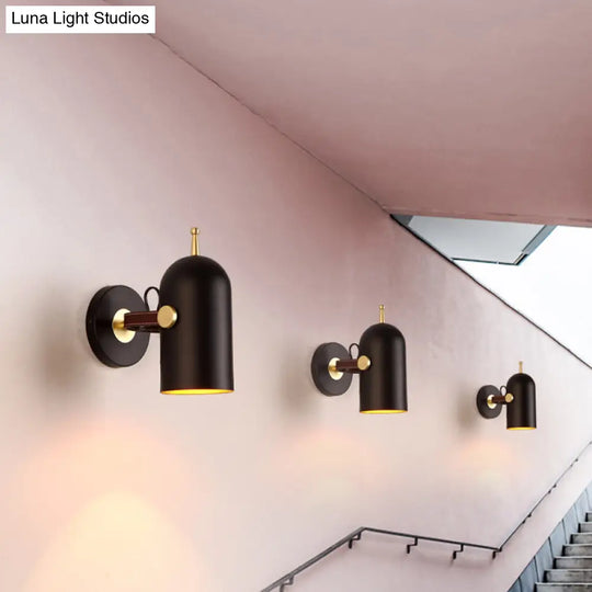 Contemporary Black Led Stair Wall Light With Iron Shade