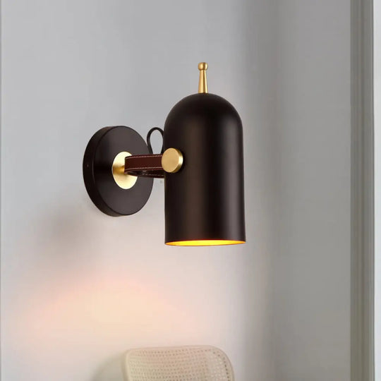 Contemporary Black Led Stair Wall Light With Iron Shade