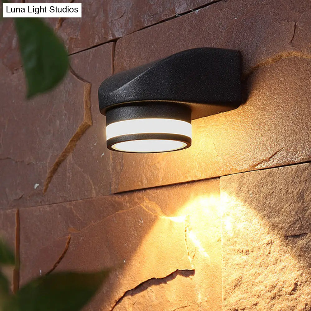 Contemporary Black Led Wall Lighting: Tubular Metal Washer Sconce For Backyard