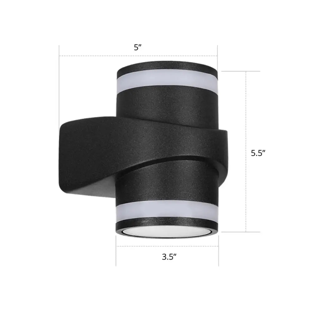 Contemporary Black Led Wall Lighting: Tubular Metal Washer Sconce For Backyard 2 /