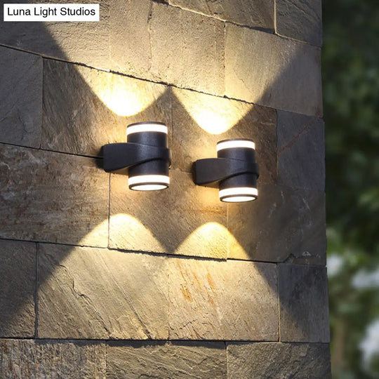 Contemporary Black Led Wall Lighting: Tubular Metal Washer Sconce For Backyard